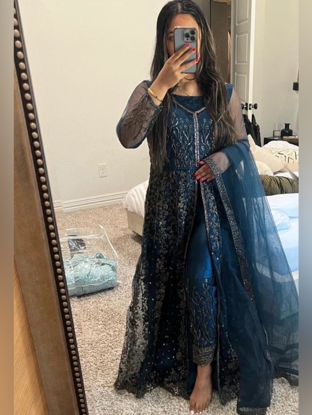 Navy Blue Pakistani Suit Set